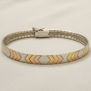 Vintage 925 Italy Sterling Silver Two Tone Chevron Bracelet